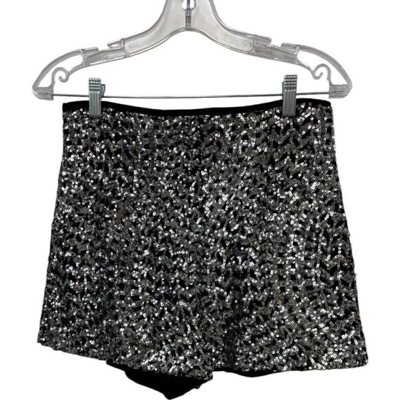 Zara Womens Sequin Shorts Size M Black Silver High Waist 8983/627 Blogger NWT - Picture 1 of 12